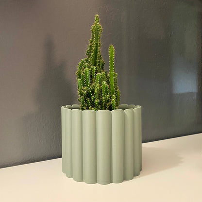 Plant Voyage - 3D Printed 4" Flower Rib Pot, Indoor Planter Pot: Earthy Sage